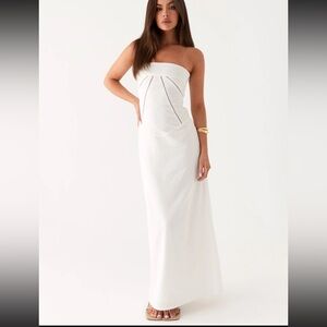 Cerisa Linen maxi dress, white, size 4